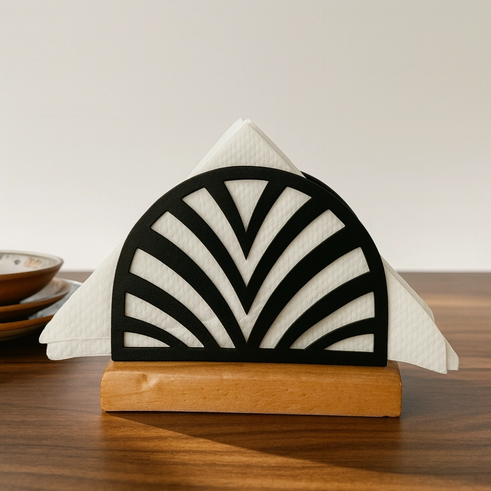 Round Tissue Holder with Wooden Base TW01RH